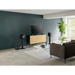 KEF KC62 Compact Powered Subwoofer -Trendy Electronic Audio Supplies Store 21 KEF KC62 Lifestyle LS50WirelessII Black TealAngleRoom 1050x1050 1