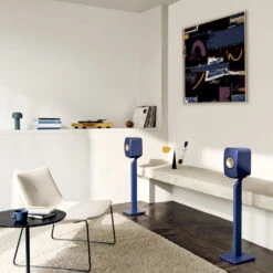 KEF LSX II Wireless Powered Bookshelf Speaker System -Trendy Electronic Audio Supplies Store 22 KEF LSXII cobalt blue portrait with S1 1050x1050 1