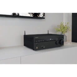 Sony STR-AZ1000ES – 7.2 Channel 8K A/V Receiver -Trendy Electronic Audio Supplies Store 221104 1020Closeup angle20ES20Receiver20on20ent20console20AZ1000202 1050x1050 1