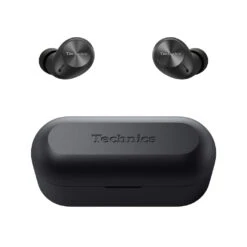 Technics EAH-AZ40M2 True Wireless Noise Cancelling Earbuds -Trendy Electronic Audio Supplies Store EAH AZ40M2 Front Earbuds Out Case Closed K Black 1050x1050 1