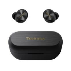 Technics EAH-AZ80 True Wireless Noise Cancelling Earbuds -Trendy Electronic Audio Supplies Store EAH AZ80 Front Earbuds Out Case Closed K Black 1050x1050 1