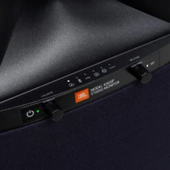 JBL 4305P Studio Monitors — Powered Bookshelf Speakers With Streaming -Trendy Electronic Audio Supplies Store JBL204305P20Walnut ControlPanel CloseUp.psd 1050x1050 1