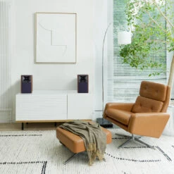 JBL 4305P Studio Monitors — Powered Bookshelf Speakers With Streaming -Trendy Electronic Audio Supplies Store Lifestyle JBL4305P20Walnut 1050x1050 1